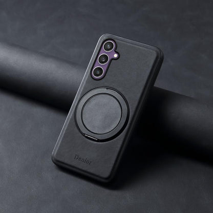 For Samsung Galaxy S24 5G Denior A14 Skin Feel Rotating Holder MagSafe Phone Case(Black) - Galaxy S24 5G Cases by Denior | Online Shopping UK | buy2fix