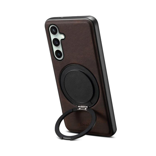 For Samsung Galaxy S24 FE 5G Denior A14 Skin Feel Rotating Holder MagSafe Phone Case(Brown) - Galaxy S24 FE 5G Cases by Denior | Online Shopping UK | buy2fix