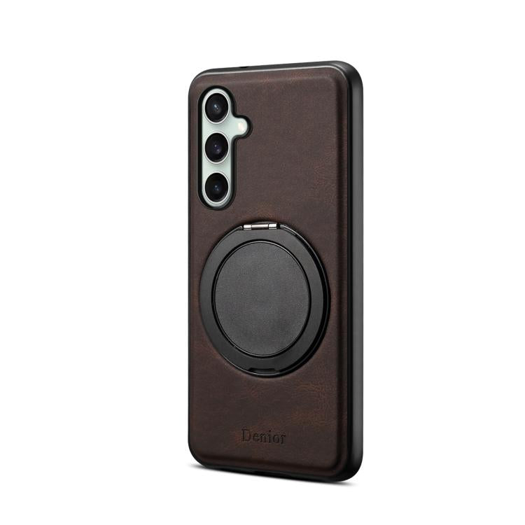 For Samsung Galaxy S24 FE 5G Denior A14 Skin Feel Rotating Holder MagSafe Phone Case(Brown) - Galaxy S24 FE 5G Cases by Denior | Online Shopping UK | buy2fix