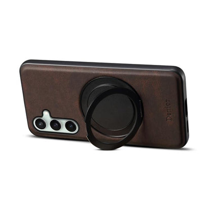 For Samsung Galaxy S24 FE 5G Denior A14 Skin Feel Rotating Holder MagSafe Phone Case(Brown) - Galaxy S24 FE 5G Cases by Denior | Online Shopping UK | buy2fix