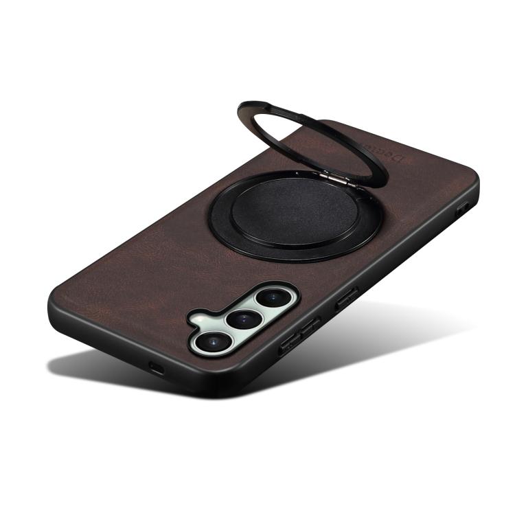 For Samsung Galaxy S24 FE 5G Denior A14 Skin Feel Rotating Holder MagSafe Phone Case(Brown) - Galaxy S24 FE 5G Cases by Denior | Online Shopping UK | buy2fix