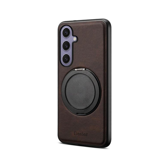 For Samsung Galaxy S24+ 5G Denior A14 Skin Feel Rotating Holder MagSafe Phone Case(Brown) - Galaxy S24+ 5G Cases by Denior | Online Shopping UK | buy2fix