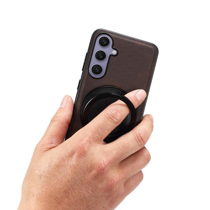 For Samsung Galaxy S24+ 5G Denior A14 Skin Feel Rotating Holder MagSafe Phone Case(Brown) - Galaxy S24+ 5G Cases by Denior | Online Shopping UK | buy2fix
