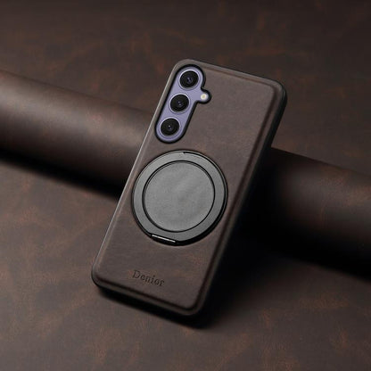 For Samsung Galaxy S24+ 5G Denior A14 Skin Feel Rotating Holder MagSafe Phone Case(Brown) - Galaxy S24+ 5G Cases by Denior | Online Shopping UK | buy2fix
