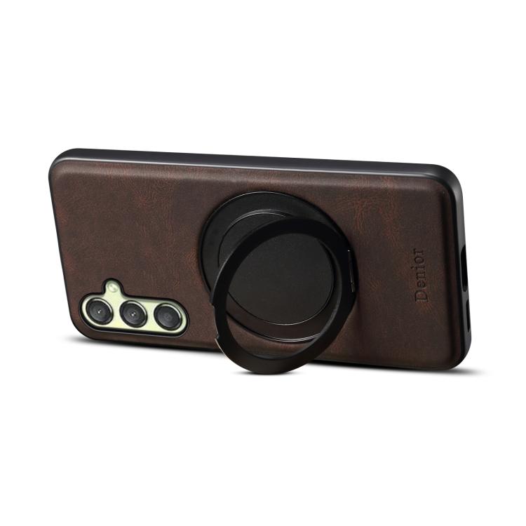 For Samsung Galaxy A25 5G Denior A14 Skin Feel Rotating Holder MagSafe Phone Case(Brown) - Galaxy Phone Cases by Denior | Online Shopping UK | buy2fix