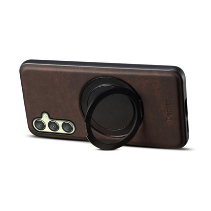 For Samsung Galaxy A25 5G Denior A14 Skin Feel Rotating Holder MagSafe Phone Case(Brown) - Galaxy Phone Cases by Denior | Online Shopping UK | buy2fix