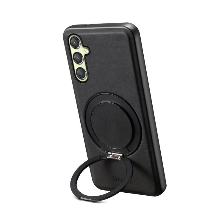 For Samsung Galaxy A25 5G Denior A14 Skin Feel Rotating Holder MagSafe Phone Case(Black) - Galaxy Phone Cases by Denior | Online Shopping UK | buy2fix