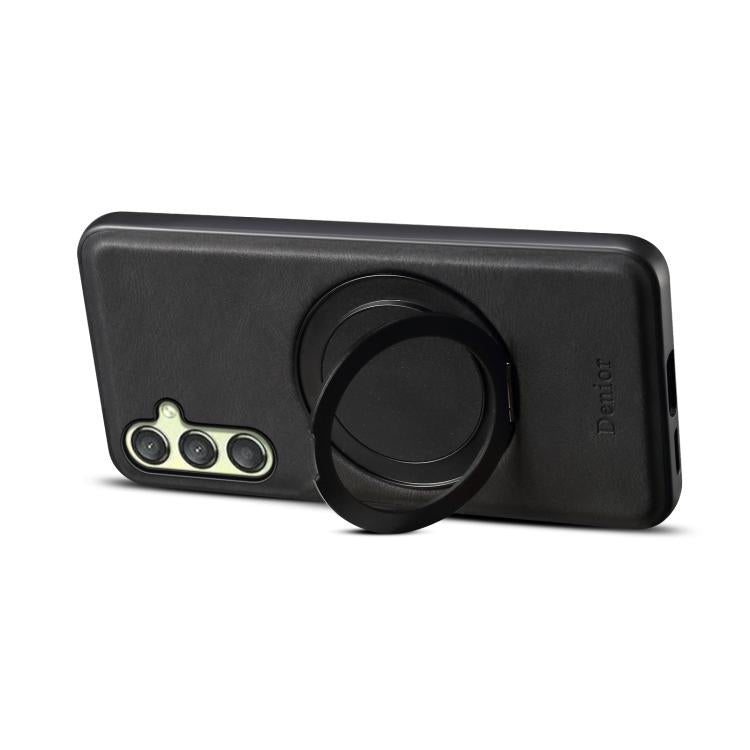 For Samsung Galaxy A25 5G Denior A14 Skin Feel Rotating Holder MagSafe Phone Case(Black) - Galaxy Phone Cases by Denior | Online Shopping UK | buy2fix