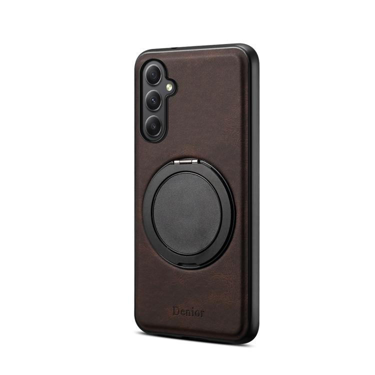 For Samsung Galaxy A35 5G Denior A14 Skin Feel Rotating Holder MagSafe Phone Case(Brown) - Galaxy Phone Cases by Denior | Online Shopping UK | buy2fix