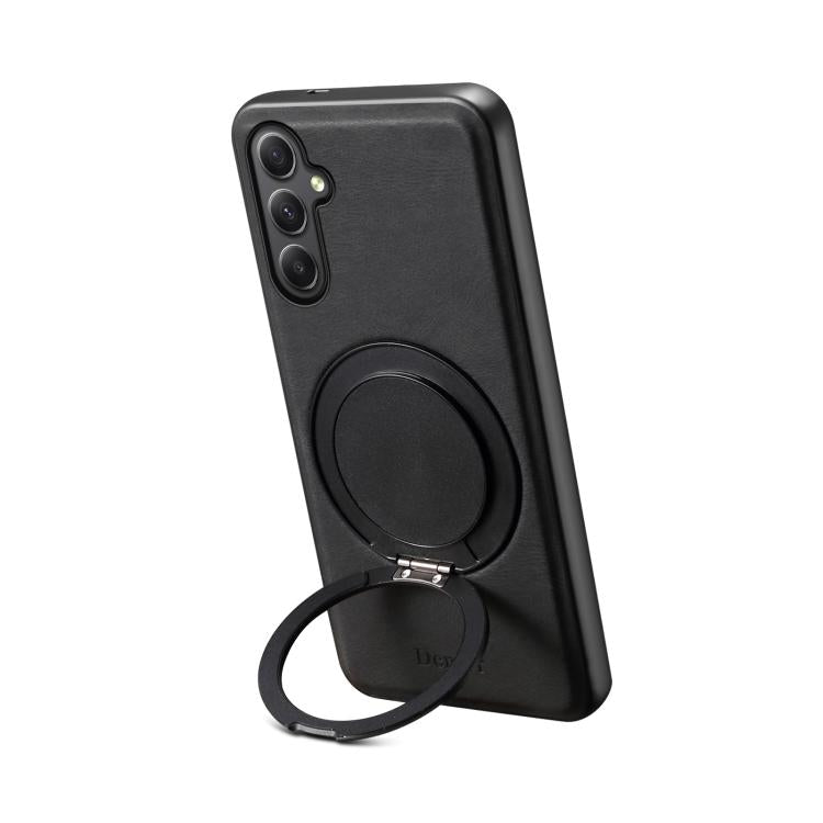 For Samsung Galaxy A35 5G Denior A14 Skin Feel Rotating Holder MagSafe Phone Case(Black) - Galaxy Phone Cases by Denior | Online Shopping UK | buy2fix