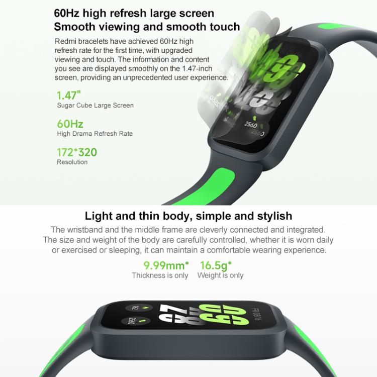 Xiaomi Redmi Band 3 Smart Band, 1.47 inch, Heart Rate / Blood Oxygen Health Monitoring(Black) - Wearable Devices by Xiaomi | Online Shopping UK | buy2fix