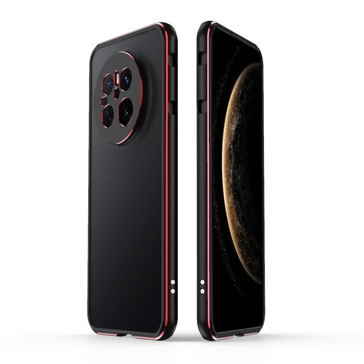 For Huawei Mate 70 Aurora Series Lens Protector + Metal Frame Phone Case(Black Red) - Huawei Cases by buy2fix | Online Shopping UK | buy2fix