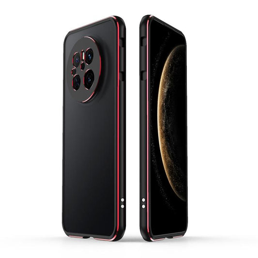 For Huawei Mate 70 Aurora Series Lens Protector + Metal Frame Phone Case(Black Red) - Huawei Cases by buy2fix | Online Shopping UK | buy2fix