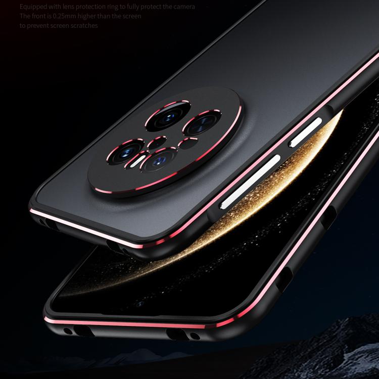 For Huawei Mate 70 Aurora Series Lens Protector + Metal Frame Phone Case(Black Red) - Huawei Cases by buy2fix | Online Shopping UK | buy2fix