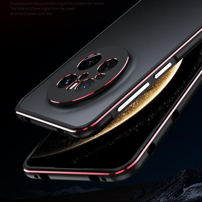 For Huawei Mate 70 Aurora Series Lens Protector + Metal Frame Phone Case(Black Red) - Huawei Cases by buy2fix | Online Shopping UK | buy2fix