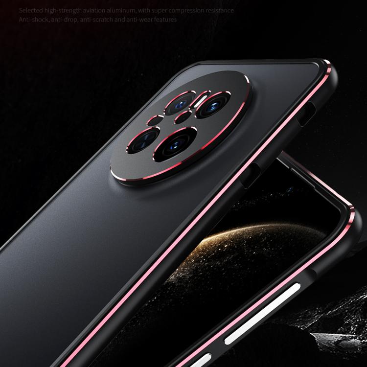 For Huawei Mate 70 Aurora Series Lens Protector + Metal Frame Phone Case(Black Red) - Huawei Cases by buy2fix | Online Shopping UK | buy2fix