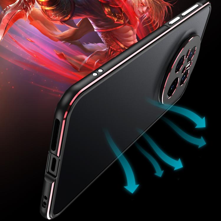 For Huawei Mate 70 Aurora Series Lens Protector + Metal Frame Phone Case(Black Blue) - Huawei Cases by buy2fix | Online Shopping UK | buy2fix