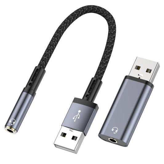 2pcs / Set USB Male to 3.5mm Female Audio Adapter & Cable(Grey) - Audio Adapter by buy2fix | Online Shopping UK | buy2fix