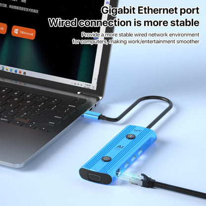 YCE V261 13 in 1 USB-C / Type-C HUB Adapter AI Docking Station(Blue) - USB HUB by buy2fix | Online Shopping UK | buy2fix