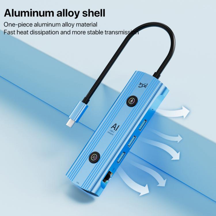 YCE V261 13 in 1 USB-C / Type-C HUB Adapter AI Docking Station(Blue) - USB HUB by buy2fix | Online Shopping UK | buy2fix