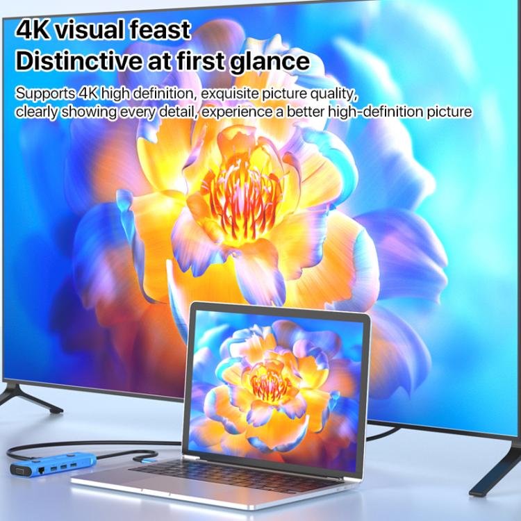 YCE V261 13 in 1 USB-C / Type-C HUB Adapter AI Docking Station(Blue) - USB HUB by buy2fix | Online Shopping UK | buy2fix