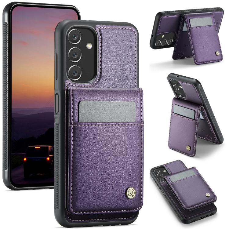 For Samsung Galaxy A13 4G JEEHOOD J06 British Style RFID MagSafe Card Bag PU Phone Case(Purple) - Galaxy Phone Cases by JEEHOOD | Online Shopping UK | buy2fix