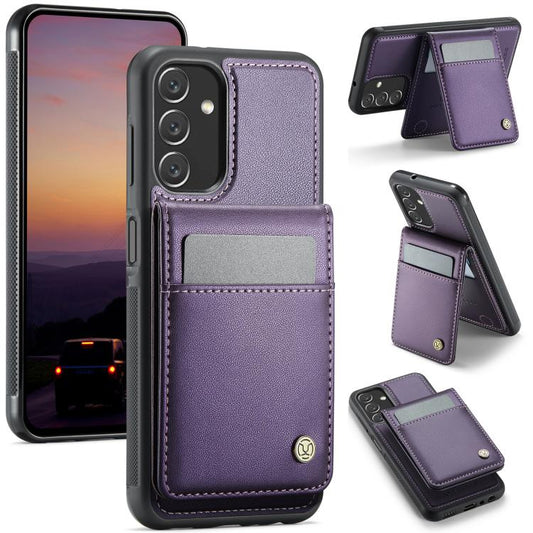 For Samsung Galaxy A13 4G JEEHOOD J06 British Style RFID MagSafe Card Bag PU Phone Case(Purple) - Galaxy Phone Cases by JEEHOOD | Online Shopping UK | buy2fix