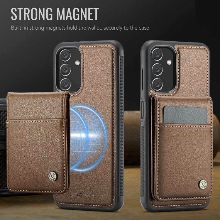 For Samsung Galaxy A13 4G JEEHOOD J06 British Style RFID MagSafe Card Bag PU Phone Case(Brown) - Galaxy Phone Cases by JEEHOOD | Online Shopping UK | buy2fix