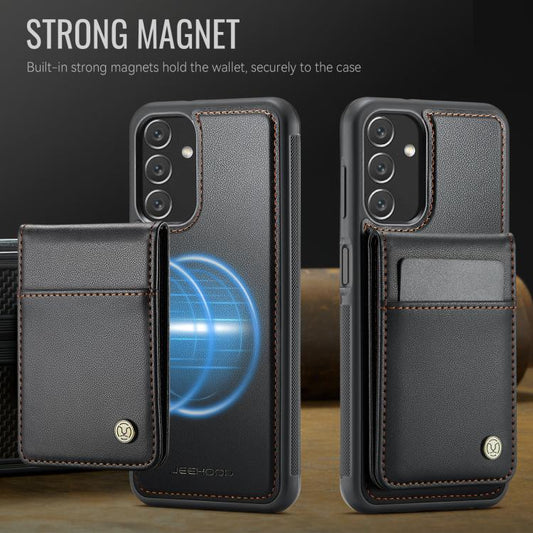 For Samsung Galaxy A13 4G JEEHOOD J06 British Style RFID MagSafe Card Bag PU Phone Case(Black) - Galaxy Phone Cases by JEEHOOD | Online Shopping UK | buy2fix