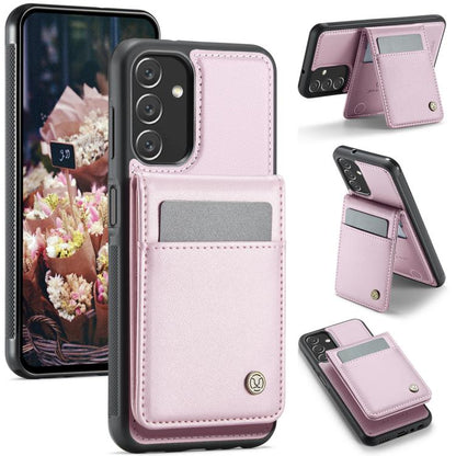 For Samsung Galaxy A13 4G JEEHOOD J06 British Style RFID MagSafe Card Bag PU Phone Case(Pink) - Galaxy Phone Cases by JEEHOOD | Online Shopping UK | buy2fix