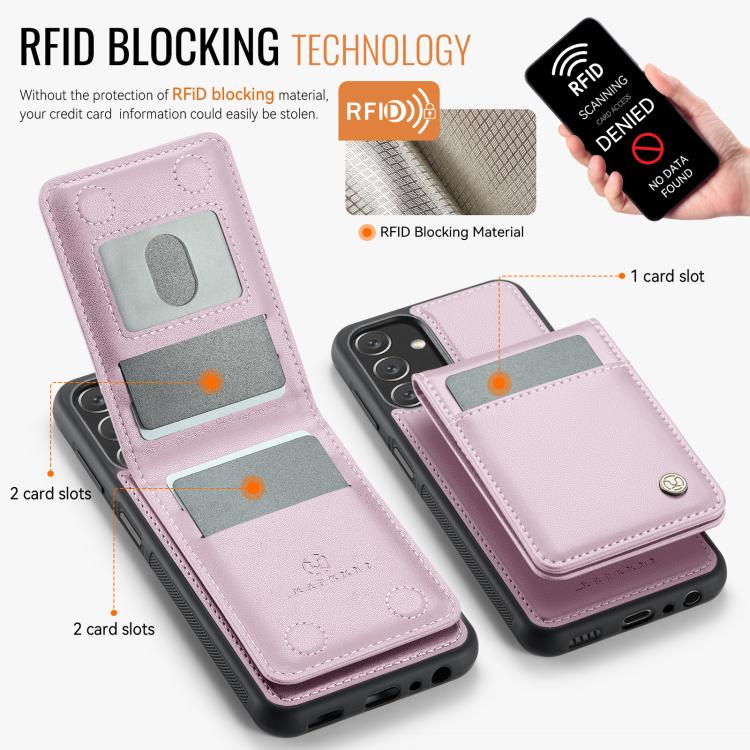 For Samsung Galaxy A13 4G JEEHOOD J06 British Style RFID MagSafe Card Bag PU Phone Case(Pink) - Galaxy Phone Cases by JEEHOOD | Online Shopping UK | buy2fix