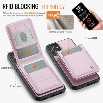 For Samsung Galaxy A13 4G JEEHOOD J06 British Style RFID MagSafe Card Bag PU Phone Case(Pink) - Galaxy Phone Cases by JEEHOOD | Online Shopping UK | buy2fix