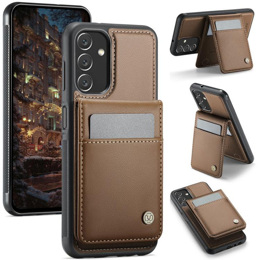 For Samsung Galaxy A13 5G JEEHOOD J06 British Style RFID MagSafe Card Bag PU Phone Case(Brown) - Galaxy Phone Cases by JEEHOOD | Online Shopping UK | buy2fix