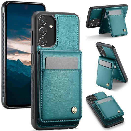 For Samsung Galaxy A13 5G JEEHOOD J06 British Style RFID MagSafe Card Bag PU Phone Case(Green) - Galaxy Phone Cases by JEEHOOD | Online Shopping UK | buy2fix