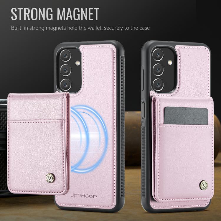 For Samsung Galaxy A13 5G JEEHOOD J06 British Style RFID MagSafe Card Bag PU Phone Case(Pink) - Galaxy Phone Cases by JEEHOOD | Online Shopping UK | buy2fix