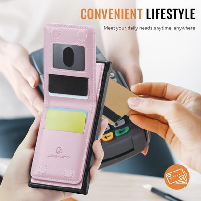 For Samsung Galaxy A13 5G JEEHOOD J06 British Style RFID MagSafe Card Bag PU Phone Case(Pink) - Galaxy Phone Cases by JEEHOOD | Online Shopping UK | buy2fix