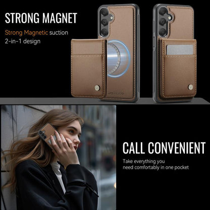 For Samsung Galaxy A15 JEEHOOD J06 British Style RFID MagSafe Card Bag PU Phone Case(Brown) - Galaxy Phone Cases by JEEHOOD | Online Shopping UK | buy2fix