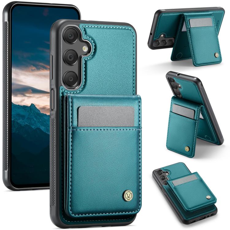 For Samsung Galaxy A15 JEEHOOD J06 British Style RFID MagSafe Card Bag PU Phone Case(Green) - Galaxy Phone Cases by JEEHOOD | Online Shopping UK | buy2fix