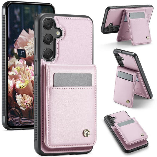 For Samsung Galaxy A15 JEEHOOD J06 British Style RFID MagSafe Card Bag PU Phone Case(Pink) - Galaxy Phone Cases by JEEHOOD | Online Shopping UK | buy2fix