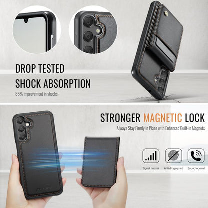 For Samsung Galaxy A25 5G JEEHOOD J06 British Style RFID MagSafe Card Bag PU Phone Case(Black) - Galaxy Phone Cases by JEEHOOD | Online Shopping UK | buy2fix