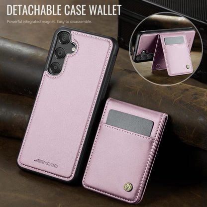 For Samsung Galaxy A25 5G JEEHOOD J06 British Style RFID MagSafe Card Bag PU Phone Case(Pink) - Galaxy Phone Cases by JEEHOOD | Online Shopping UK | buy2fix