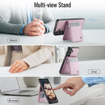 For Samsung Galaxy A25 5G JEEHOOD J06 British Style RFID MagSafe Card Bag PU Phone Case(Pink) - Galaxy Phone Cases by JEEHOOD | Online Shopping UK | buy2fix