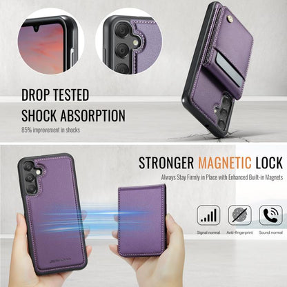 For Samsung Galaxy A16 5G JEEHOOD J06 British Style RFID MagSafe Card Bag PU Phone Case(Purple) - Galaxy Phone Cases by JEEHOOD | Online Shopping UK | buy2fix
