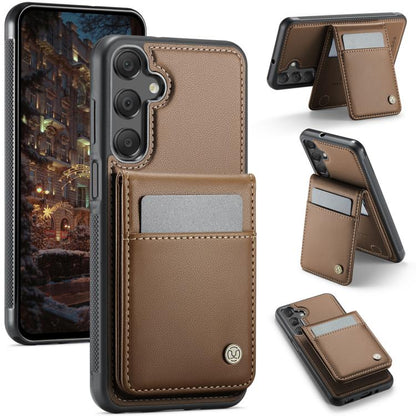 For Samsung Galaxy A16 5G JEEHOOD J06 British Style RFID MagSafe Card Bag PU Phone Case(Brown) - Galaxy Phone Cases by JEEHOOD | Online Shopping UK | buy2fix