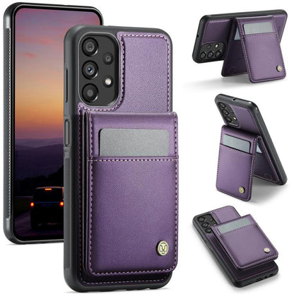 For Samsung Galaxy A23 4G / 5G JEEHOOD J06 British Style RFID MagSafe Card Bag PU Phone Case(Purple) - Galaxy Phone Cases by JEEHOOD | Online Shopping UK | buy2fix