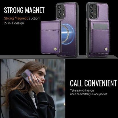 For Samsung Galaxy A23 4G / 5G JEEHOOD J06 British Style RFID MagSafe Card Bag PU Phone Case(Purple) - Galaxy Phone Cases by JEEHOOD | Online Shopping UK | buy2fix