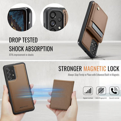 For Samsung Galaxy A23 4G / 5G JEEHOOD J06 British Style RFID MagSafe Card Bag PU Phone Case(Brown) - Galaxy Phone Cases by JEEHOOD | Online Shopping UK | buy2fix