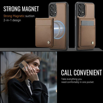 For Samsung Galaxy A23 4G / 5G JEEHOOD J06 British Style RFID MagSafe Card Bag PU Phone Case(Brown) - Galaxy Phone Cases by JEEHOOD | Online Shopping UK | buy2fix