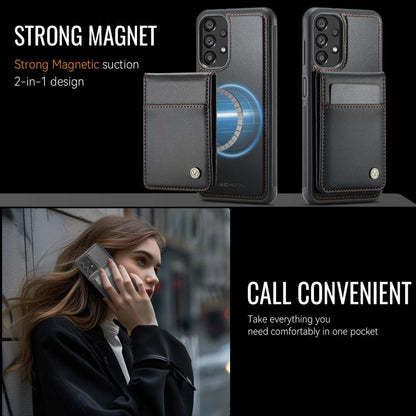 For Samsung Galaxy A23 4G / 5G JEEHOOD J06 British Style RFID MagSafe Card Bag PU Phone Case(Black) - Galaxy Phone Cases by JEEHOOD | Online Shopping UK | buy2fix