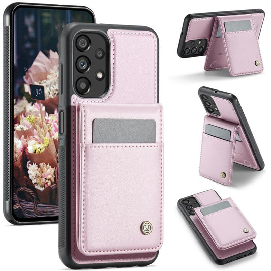 For Samsung Galaxy A23 4G / 5G JEEHOOD J06 British Style RFID MagSafe Card Bag PU Phone Case(Pink) - Galaxy Phone Cases by JEEHOOD | Online Shopping UK | buy2fix